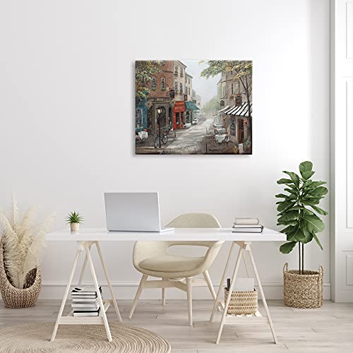 Image of 'Classic European Urban Street Vintage Bistro'| Canvas Art | Stupell Industries | 40 x 30 Inches, Easy to Hang and Sturdy, Made in USA, by Ruane Manning
