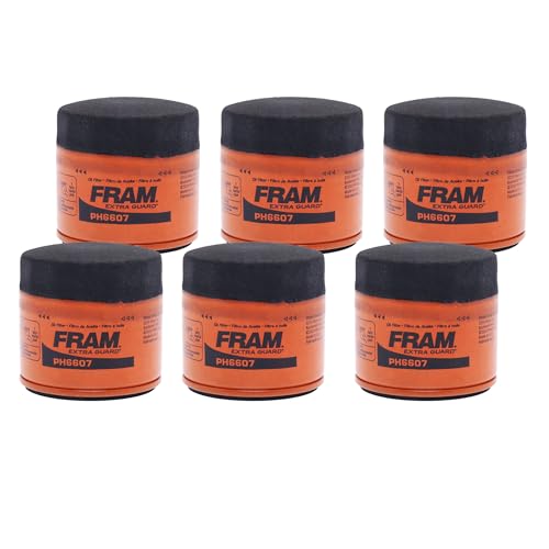 FRAM Extra Guard PH6607, 10K Mile Change Automotive Replacement Interval Spin-On Engine Oil Filters for Select Vehicle Models (6 Pack)