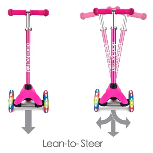 Image of 3 Wheel Scooters for Kids, Kick Scooter for Toddlers 2-6 Years Old, Boys and Girls Scooter with Light Up Wheels, Mini Scooter for Children (Pink)