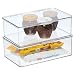 mDesign Stackable Kitchen Pantry Cabinet or Refrigerator Storage Bin with Attached Hinged Lid � Compact Storage Organizer for Coffee, Tea and Food Packets, Snacks � BPA Free, Pack of 2, Clear