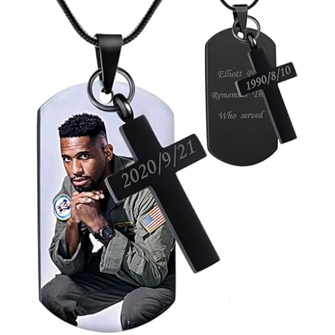 Bivei Urn Necklaces for Ashes, Personalized Photo Memorial Cremation Keepsake Urn Necklace - Custom Ashes Necklace for Human Ashes for Men（Cross - Black Cover