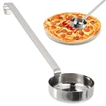 MAGICLULU Pizza Sauce Spoon 10.55 Oz Flat Bottom Ladle Long Handle Spread Spoon for Tomato Sauce Gravy Soup Serving Kitchen Tool for Home and Restaurant