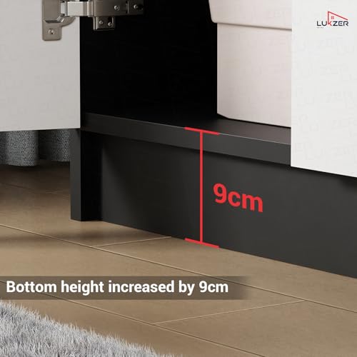 Image of Lukzer 4-Tier Engineered Wood Bookshelf with Cabinet (MR-020-Black) Multipurpose Wooden Book Shelf Showcase | Tall Storage Cabinet Bookcase for Home & Office | Modern Display Shelf (178 x 60 x 30 cm)