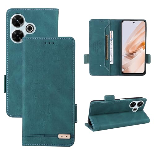 Étui portefeuille Redmi Note 13R en cuir PU vert avec porte-cartes