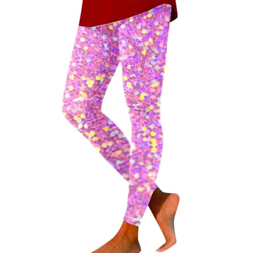 Legging de mujer con lentejuelas festivo pantalón elástico brillante para diario