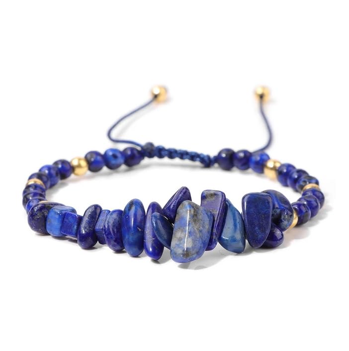 Bracelet Feng Shui en Lapis Lazuli véritable et perles de quartz de qualité supérieure