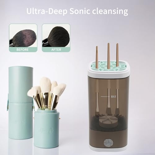 Fesatccoz Elektrischer Make Up Pinselreiniger Trockner, USB Wiederaufladbar Automatic Pinsel Reinigungsgerät Elektrisch Make Up Brush Cleaner für Make Up Pinsel aller Größen
