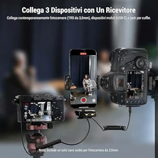 NEEWER CM28 (1 RX + 2 TX + custodia ricarica), microfono lavalier wireless,Anti Rumore, registrazione non compressa a 48 kHz/16 bit per 9 ore, portata 200 m, Compatibile con iPhone/Android/ Fotocamera
