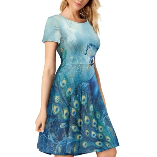 Image of Biyejit Women's Summer Casual Short Sleeve T-Shirt Swing Dress Crew Neck Plus Size S-4XL