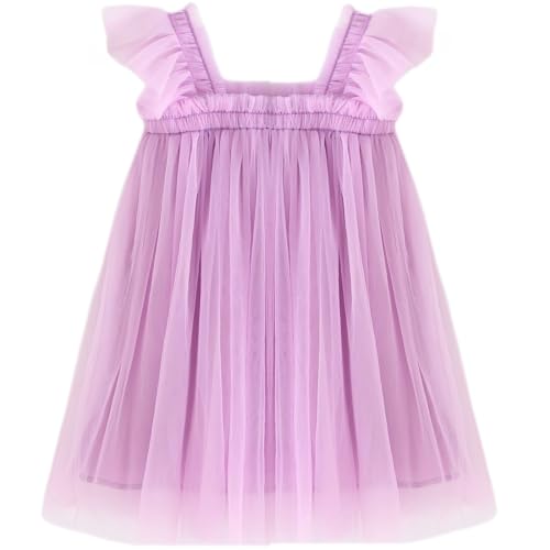 Image of Baby Girl Tutu Ruffle Sleeveless Dresses, Toddler Tulle Fluffy Dress, Princess Soft Pom Layered Dress Party Birthday Outfit