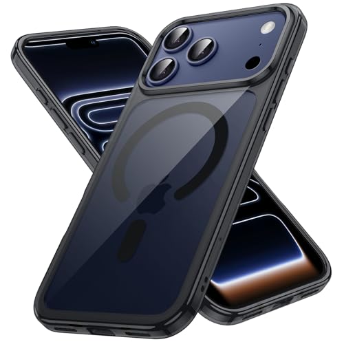 Image of JETech Magnetic Case for iPhone 17 Pro 6.3-Inch Compatible with MagSafe, Shockproof Phone Bumper Cover, Anti-Scratch Clear Back (Black)