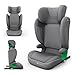 Kinderkraft JUNIOR FIX 2 PRO Kindersitz 100–150 cm, Verstellbare Kopfstütze, H-GUARD, SPS, ISOFIX und Gurtmontage, Atmungsaktiver AIR FLOW Bezug, Einfaches Anschnallen, Grau