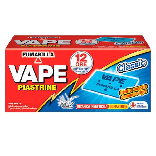 Vape 150 Piastrine di Ricarica Classic per Diffusore contro Zanzare Comuni e Zanzare Tigre - 5 Confezioni da 30 Piastrine