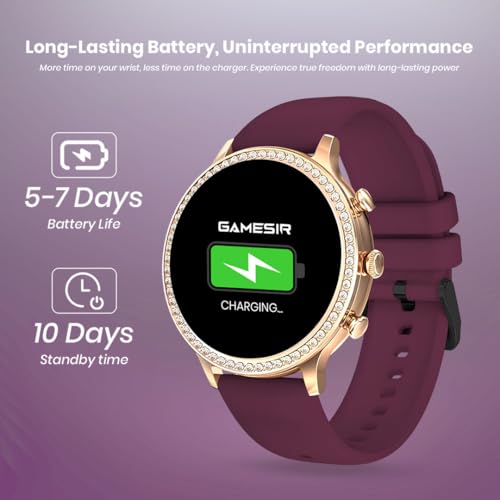 Image of GameSir Luxury Round Dial GEN 12 Smart Watch, 1.69 inch AMOLED Display, Water Rasistence, Bluetooth Calling Multi Watch Faces & 100+Sports Mode, Smartwatch for Women,Girls & Men (Maroon)
