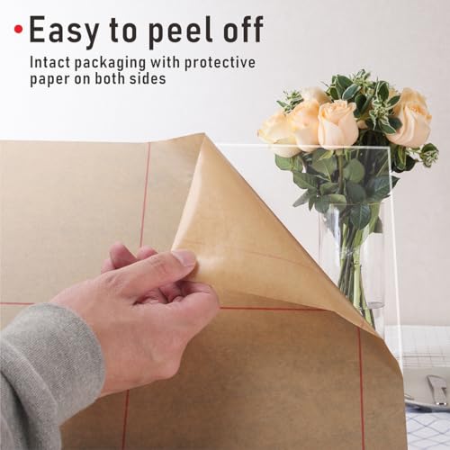 Image of 12 x 12 inch Clear Acrylic Sheet Plexiglass, 4 Pack 1 /8 inch Thick Transparent Acrylic Square Panel, DIY Materials with Protective Paper for Display Projects, Craft and More.
