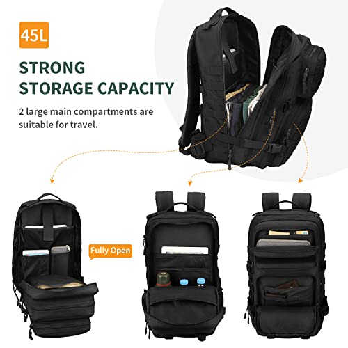 Huntvp 45L Tactical Backpack Military Hiking Backpack Molle Trekking Backpack Waterproof Combat Backpack German Army Climbing Backpack for Men Women Outdoor Hiking Camping - Image 5