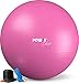 POWRX Palla Fitness 85 cm per Ginnastica, Yoga & Pilates - PDF workout & Pompa per il gonfiaggio - Antiscoppio (Pink)