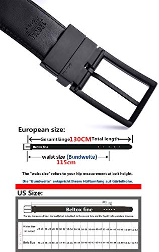 Image of beltox fine Men's Dress Belt Leather Reversible 1.25 inch Wide Rotated Buckle Gift Box
