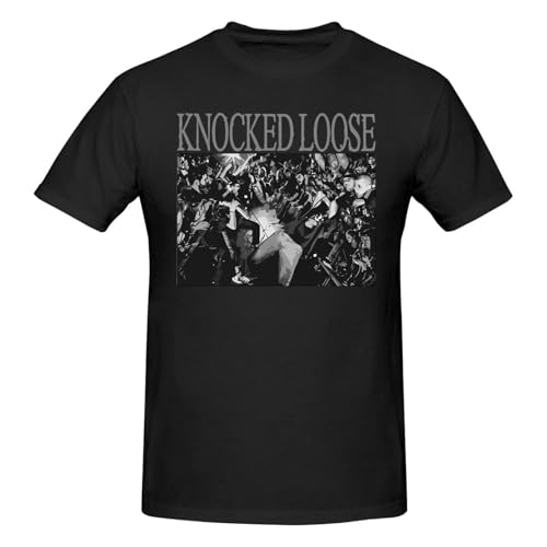 Knocked Music Loose Shirt Men's Short Sleeve Crew Neck T-Shirt Cotton T Shirt Unisex Tops Black