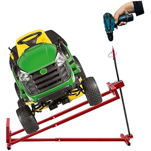 Riding Lawn Mower Lift Jack, Lifting Platform 890 Lbs Capacity for Lawn Tractors and Lawn Mowers with Manual Handle & Power Tool Extension Handle Cover