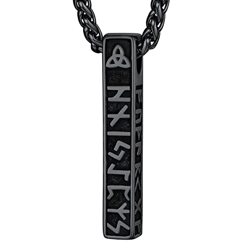 FaithHeart Schwarz Rune Anhänger Halskette für Herren Männer Nordischer Wikinger Schmuck mit Geschenkebox für Freunden Ehemann