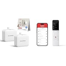 SwitchBot Switch Bot Switch, Compatible with Buttons, Finger Robot, Smart Switch, Smart Appliances, Remote Control with Smartphone, White, Set of 2 + Learning Remote Control, Air Conditioner Remote