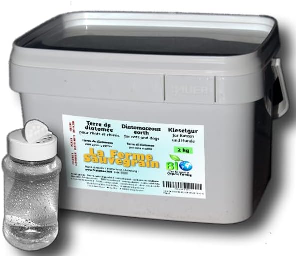 La Ferme Sauvegrain Diatomaceous earth for Chickens – natural treatment against red lice - Food Grade - 2kg + free shaker flask