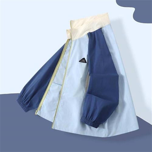 Kids Full Zip Stand Collar Outerwear Jacket Colorblock Loose Long Sleeve Casual Outdoor Sports Coat with Pockets 3-15 Years4