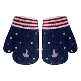 NICEYEA Kinder Druck Stickerei Doppelfleece Strickhandschuhe Warm Herbst & Winter Neue Cartoon Niedliche Halsbedeckung Dicke Doppelt gestrickte Handschuhe 1-4 Jahre alt Jungen und Mädchen