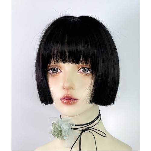 Perruque noire lisse 15cm durable pour masquer une perte de cheveux avec frange - 3