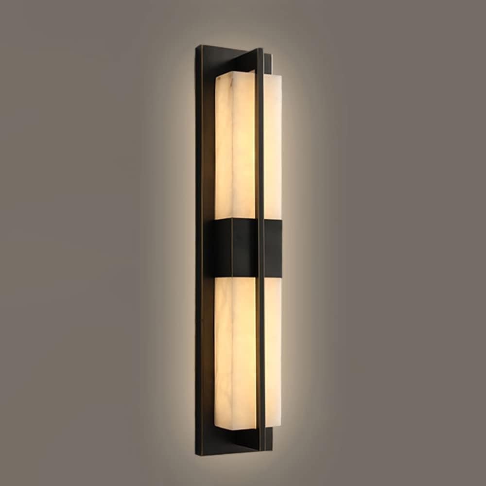SMCCYYSD Wall Lamp Sconces, Modern Simple Style LED Sconce Fixture Creative Marble Light for Bedside Restaurant Corridor and Stair (Color : Black, Size 23.5")