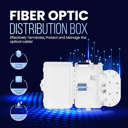 Image of ETS Fiber Optic Distribution Box 4 Core - IP65 Waterproof, UV Resistant, FTTH, FTTx, Wall /Pole Mountable, Industrial Networks, Fusion Splicing, SC /LC /FC Adapters, Cable Management