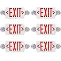 LMLAITE Red LED Exit Sign Emergency Lights with 2 Adjustable Head Lights, Red Letter Emergency Exit Light With Battery backup For Restaurant, Commercial, Family Emergency, UL-Listed 120-277V (Red 6 pack)