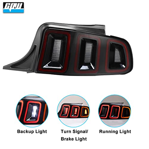 CPW LED Tail Lights Assembly Compatible with 2010 2011 2012 2013 2014 Ford Mustang Red Lens Rear Sequential Turn Signal Brake Lamp Taillights Replacement Light 1 Pair