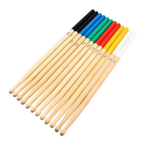 6 pares de baquetas antideslizantes de arce para batería, accesorios duraderos para músicos, estudiantes y principiantes, práctica y actuación, opciones multicolor miniatura 1