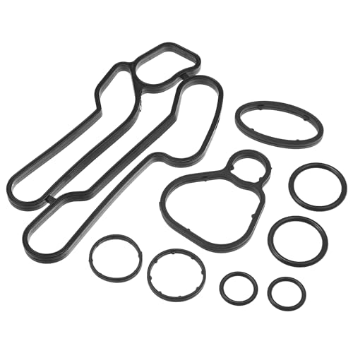 Hihaha No.55355602/5650834 Oil Cooler Gasket for Opel Corsa D 2011-2014 / Inner Engine Oil Filter Adapter Gasket/Durable Rubber / 1Set Black