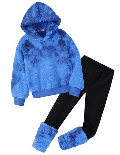 Arshiner - Arshiner Filles Ensembles de Vêtements Hiver Enfants Sweat À Capuche et Leggings Set Chauds et Douillets Deux Pièces Ensembles pour Filles 7-8 Ans