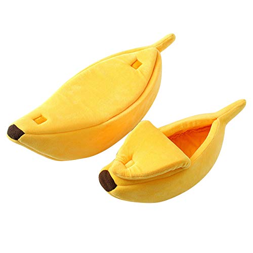 Xiaobaicai Banana Peel Cat House, lindo tapete de cama macio acolchoado para gatos, gatos, gatos, an