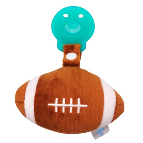 Image of Gamezies Baby Boy and Girl Silicone Football Pacifier with Detachable Sports Plush Toy Holder, Removable, Washable Plush Toy CPSIA Tested, BPA-Free 0-6 Months