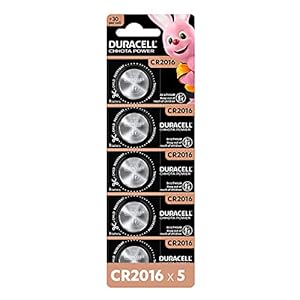 Duracell Specialty CR2016 Lithium Coin Battery 3V, Pack of 5 Suitable for use in keyfobs, Scales, wearables and Medical…