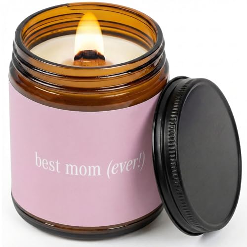 Fontana Candle Co. Celebration Collection Best Mom Ever Gift 9oz Scented Candles Made with Beeswax Coconut Oil & Pure Essential Oils Wood Wick 35+ Hrs Clean Burn Non-Toxic Candles for Home