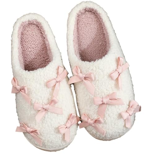 Niction Bows Slippers for Women Soft Indoor Outdoor Ladies Slippers fluffy Memory Foam House Shoes Slip on Slippers