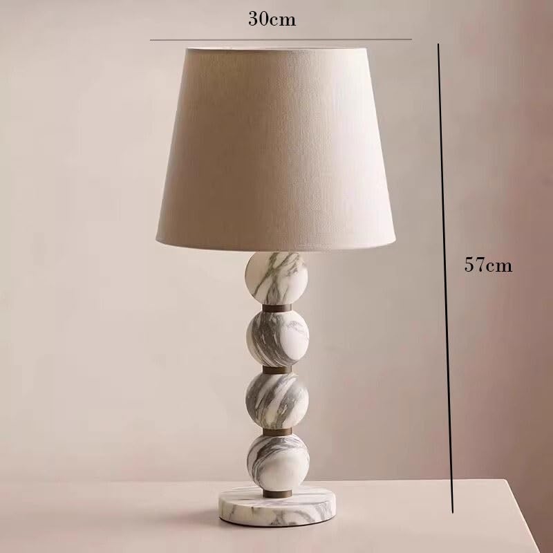 Lampa Stołowa Lampa biurkowa do minimalistycznego salonu, gabinetu, sypialni w kremowym stylu, przy łóżku Romantyczna lampka na biurko | Elegant fabric & marble desk lamp, warm ambiance for home office bedside decor