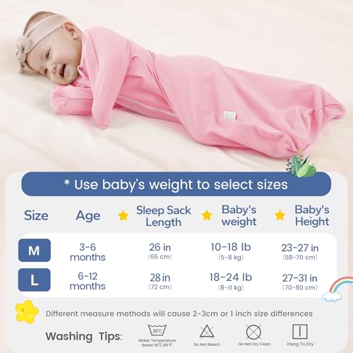 Image of ZIGJOY Swaddle Sleep Sack 3-6 Months, 1.0 Tog Cotton Baby Swaddle Blanket | 100% Cotton - Soft & Breathable & Non-shrink, 2-way Zipper for Easy Diaper Changes, Long Sleeves Allow Self-soothing