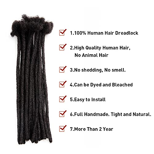Familocs 100％ Human Hair Loc Extensions 12 Inch 0.6Cm Width 70 Strands Full Hand-Made Permanent Dreadlock Extensions For Women/Men Can Be Dyed And Bleached, With Crochet Hook And Comb #TOP4
