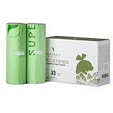 SUPERBIO 33 Gallon Yard Waste Bags, Unscented Strong Large Trash Can Liner, 40 Count, BPI (commercially compostable only) and OK compost HOME, OK compost INDUSTRIAL