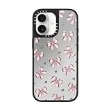 CASETiFY メタル グレーズ iPhone 17 ケース [傷つけ防止/鏡面(スマホカバー) / MagSafe対応] - Metallic Pink Ribbon - シルバー (ブラックバンパー)