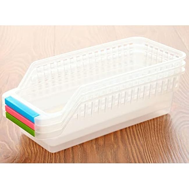 Cabilock Storage Boxes for Refrigerator Plastic Organizer Bins Fridge Fruit Container Drawer Bins for Drinks Sauce Bottles Sturdy Compact for Kitchen