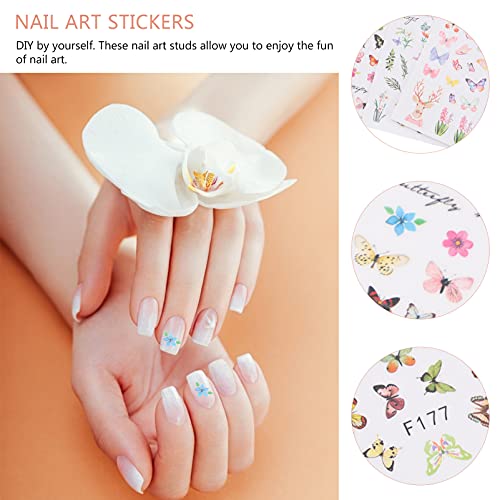 Lurrose 18 Folhas Decalques Decoração Para Designer De Unhas Borboletas Adesivo Art Supplies Criativ