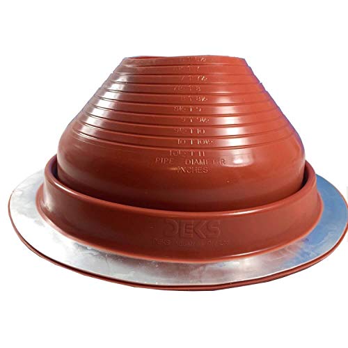 Dektite #7 Red Silicone Metal Roof Pipe Flashing, High Temp, Round Base, Pipe OD 6" - 11"